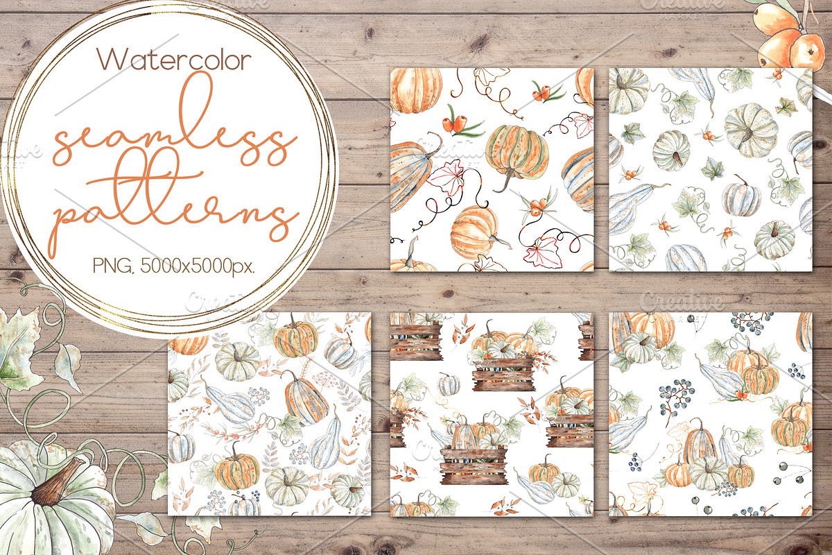 Pumpkins. Watercolor collection, an Object Graphic by Ana-Sakuta (Photo 11 of 17)
