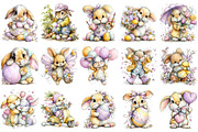 Whimsical Easter Bunny Clipart, an Illustration by OK Design (Thumbnail 3 of 6)