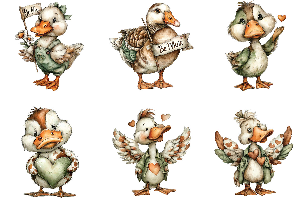Whimsical Valentine Goose Clipart, an Illustration by CraftArtStudio (Photo 6 of 6)