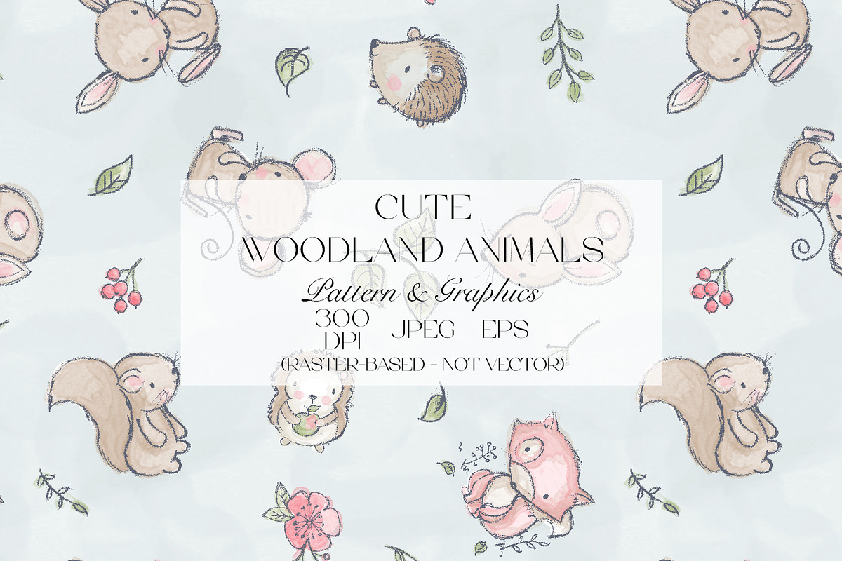Cute Woodland Animals Pattern, a Pattern Graphic by StudioGlouna (Photo 1 of 6)