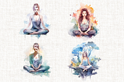 Watercolor Meditation Cliparts, an Illustration by Mash Mash Stickers (Thumbnail 3 of 9)