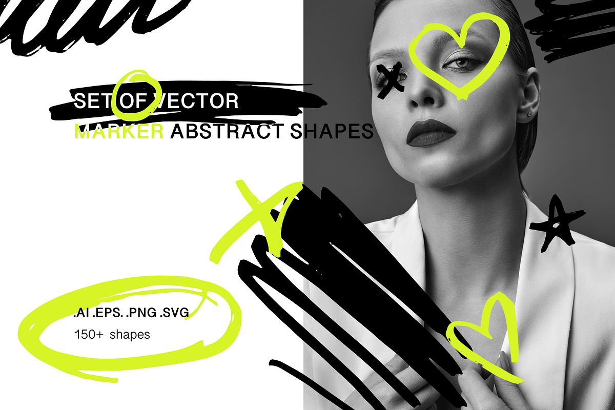 150+ vector marker abstract shapes, an Object Graphic by Kyuubisa's Graphics (Photo 1 of 5)