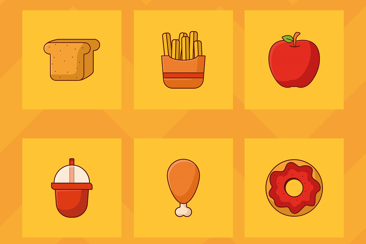 Fast Food Icon Set, a Templates & Theme by studiogstock (Photo 4 of 4)