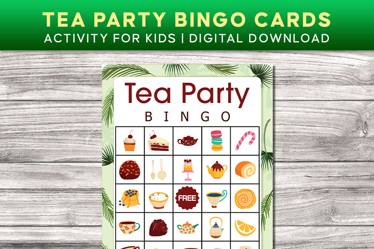 Tea Party Bingo Game Printable, a Print Template by Graphicsnext