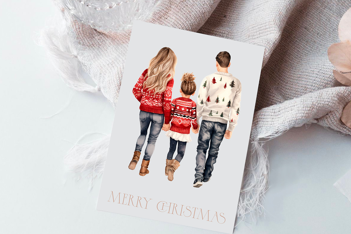 Family in Christmas sweaters clipart, a Person Illustration by Hello My Print (Photo 2 of 9)
