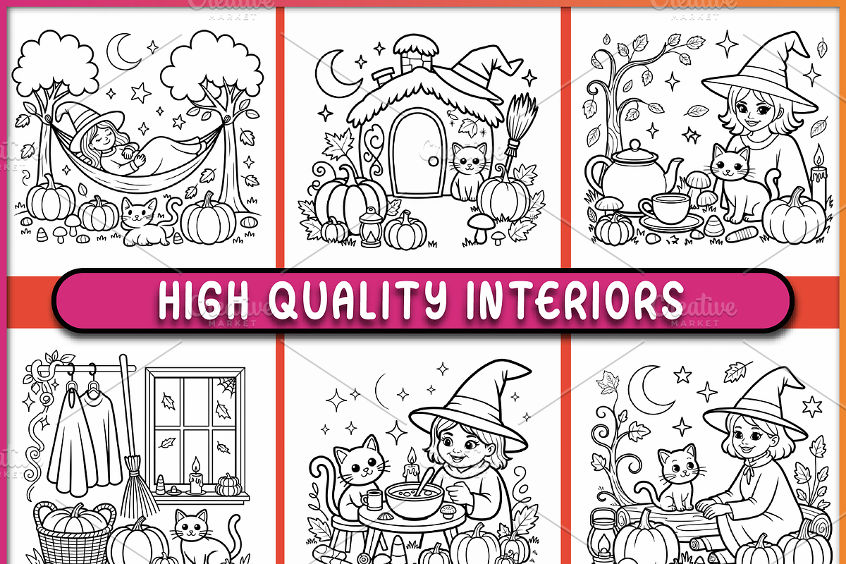 Cozy Autumn Witches Adult Coloring, a Seasonal Illustration by Ink Gallery (Photo 4 of 4)