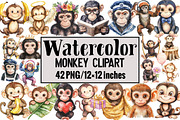 Monkey Clipart, an Illustration by Design Market (Thumbnail 1 of 3)