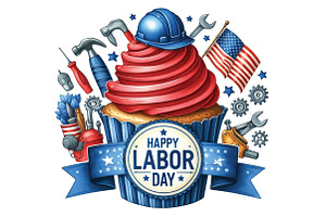 Happy Labor Day Cupcake PNG, an Illustration by CraftArtStudio
