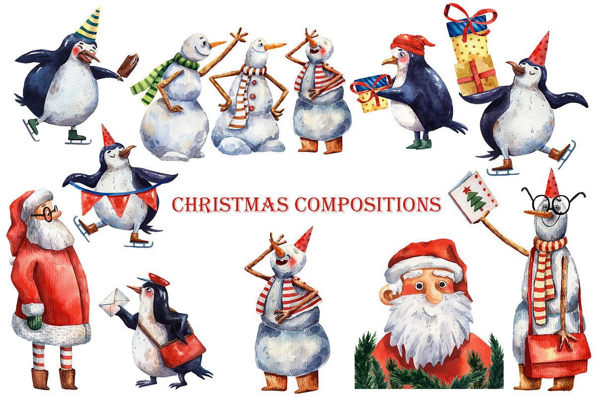 Christmas Friends - Watercolor Set, an Animal Illustration by Mashamashastu (Photo 6 of 11)