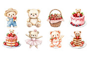 Kawaii Teddy Bear Strawberry Clipart, a Seasonal Illustration by CitraGraphics (Thumbnail 3 of 4)