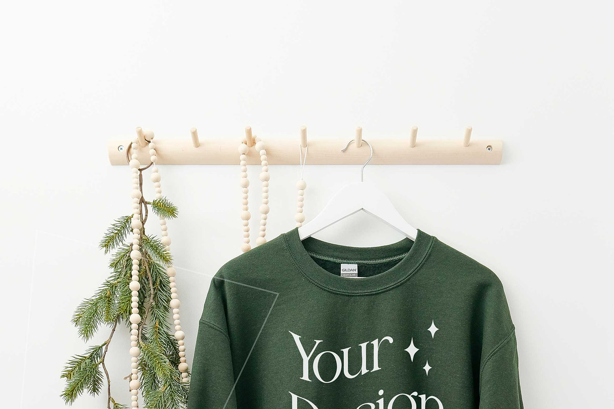 Forest Gildan 18000 Xmas Mockups x3, a Shirt Mockup by Uncommon Mockups (Photo 6 of 7)