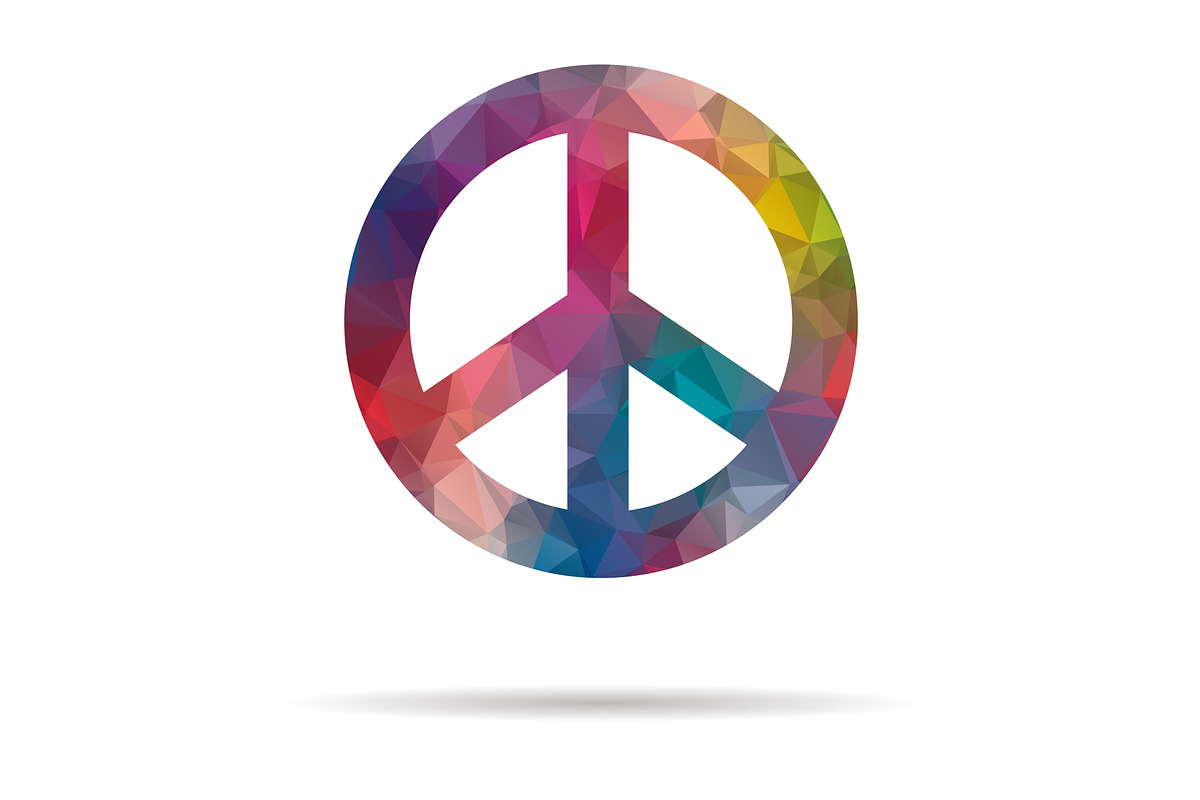 low poly icon colorful peace symbol, a Decorative Illustration by noche