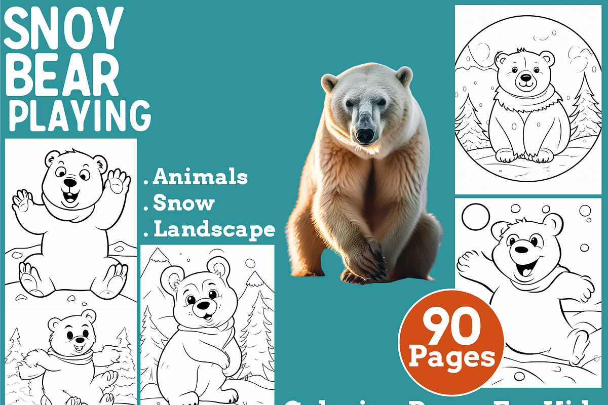 Snoy Bear Playing Coloring Pages, an Animal Illustration by martinblan (Photo 1 of 4)