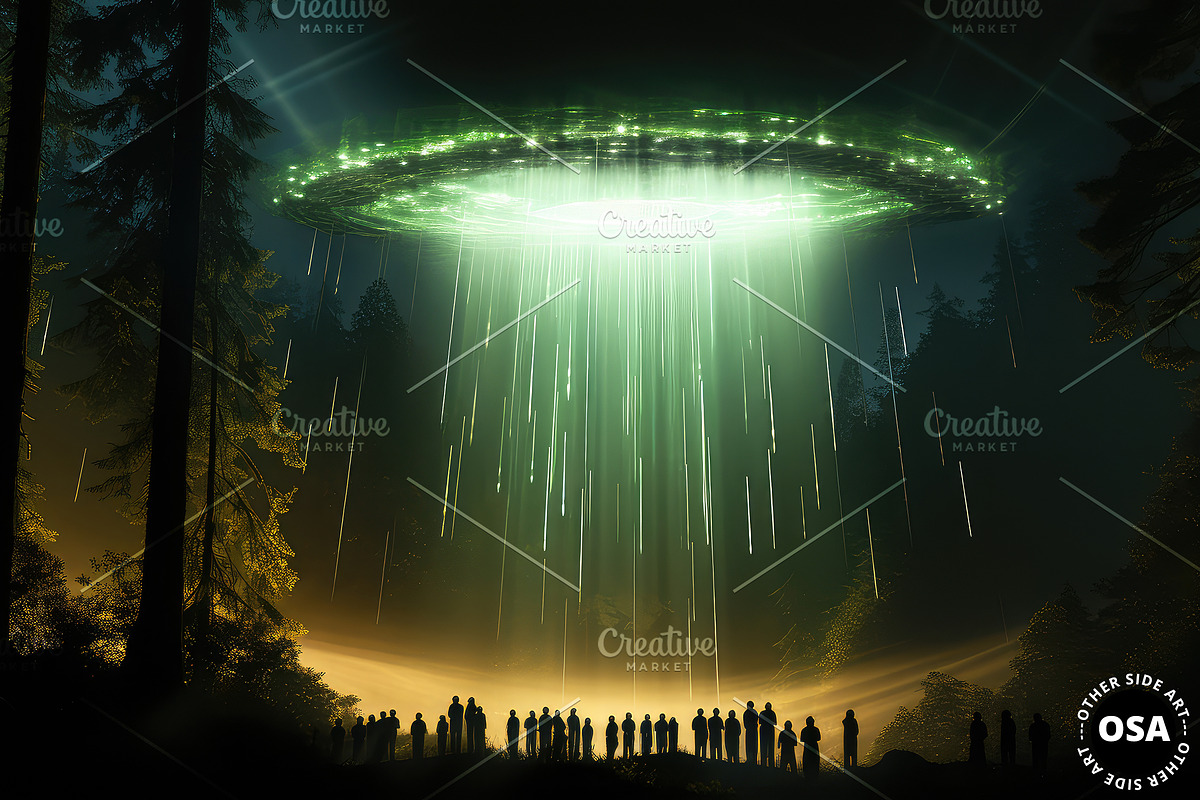 Ufo Disc Visiting Earth, a Technology Illustration by Other Side Art