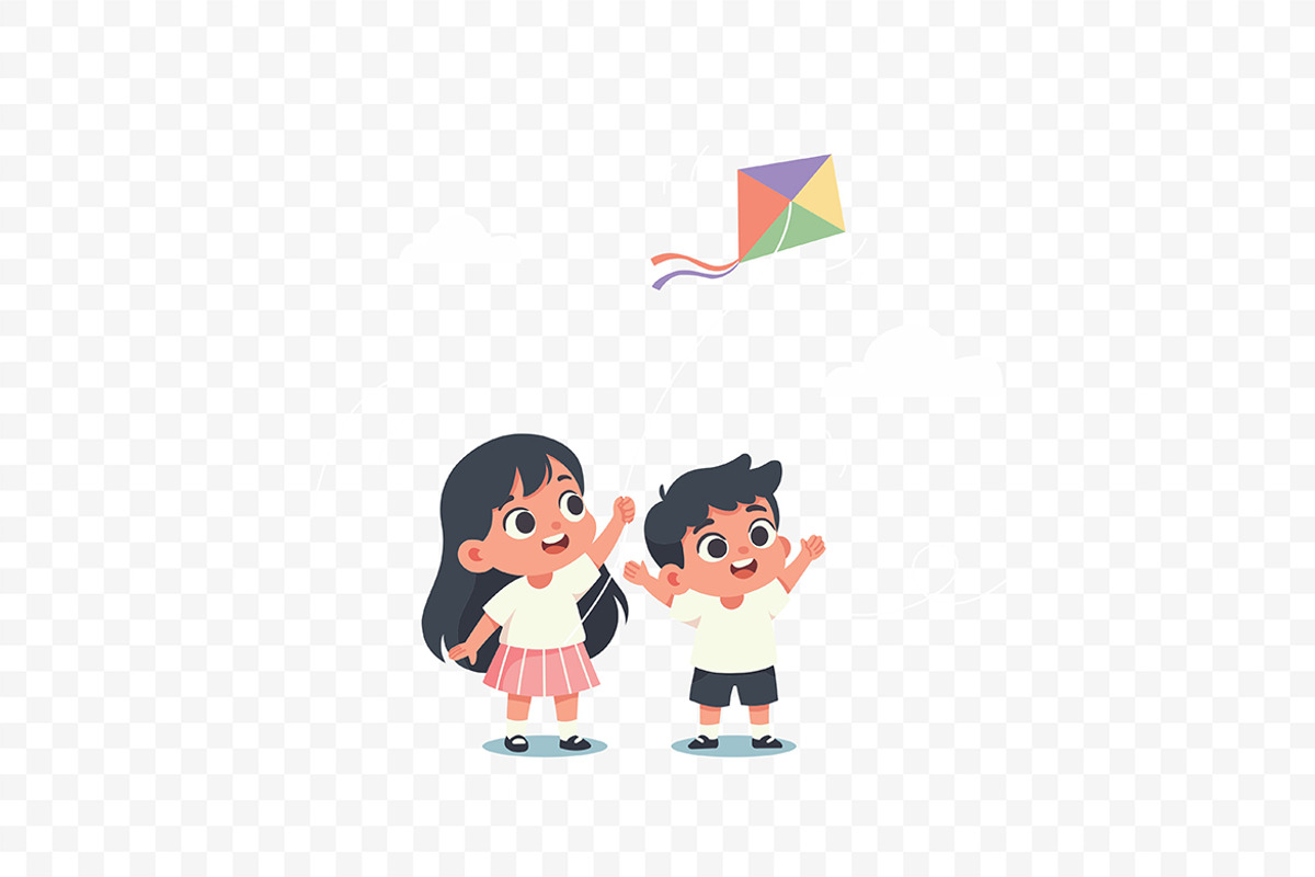 Boy & Girl Flying Kite Illustration, a Person Illustration by Partikusi Design (Photo 3 of 3)