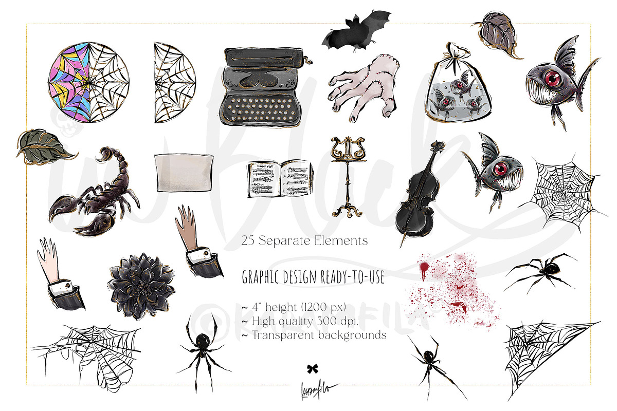 Gothic School Nerd Girl Clipart, a Seasonal Illustration by KaramfilaS (Photo 8 of 10)