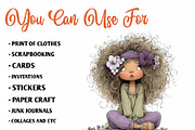 Whimsical Summer Girls Clipart, an Illustration by CreationArt (Thumbnail 3 of 7)