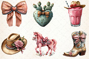 Watercolor Coquette Cowgirl Clipart, a Seasonal Illustration by Rose Art (Thumbnail 3 of 4)