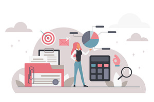 Business audit analysis cloud data, an Object Illustration by Lemberg Vector