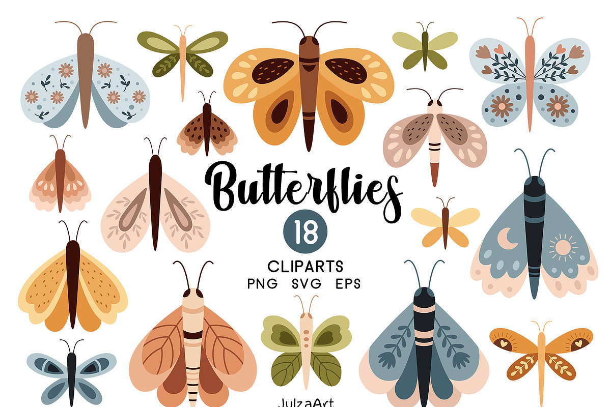 Butterfly clipart, a Seasonal Illustration by JulzaArt (Photo 1 of 6)