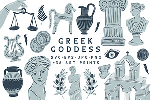 Greek Aesthetic Goddess Clip Art