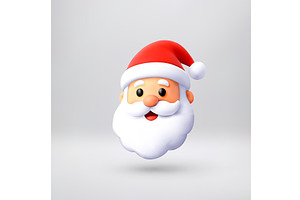 Funny 3d cartoon Santa Claus head., an Object Illustration by Abscent