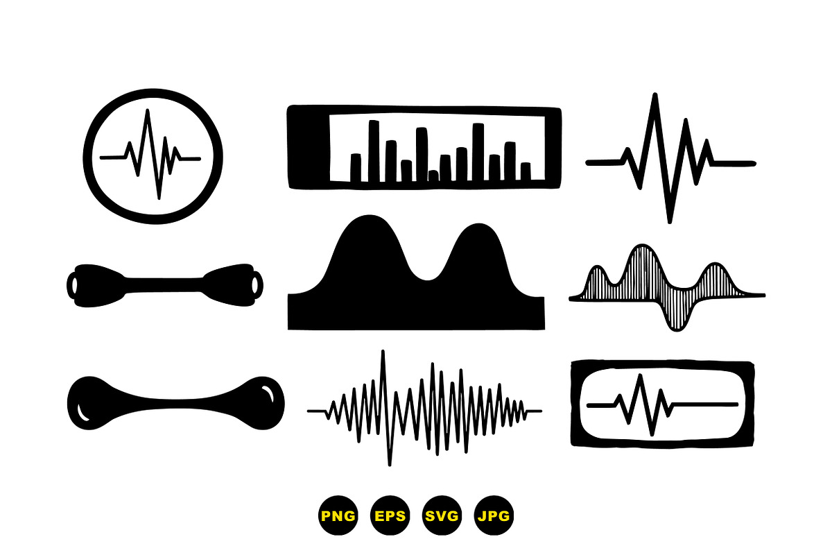 Sound Wave Vector Clipart Set, an Illustration by designvectx (Photo 3 of 3)