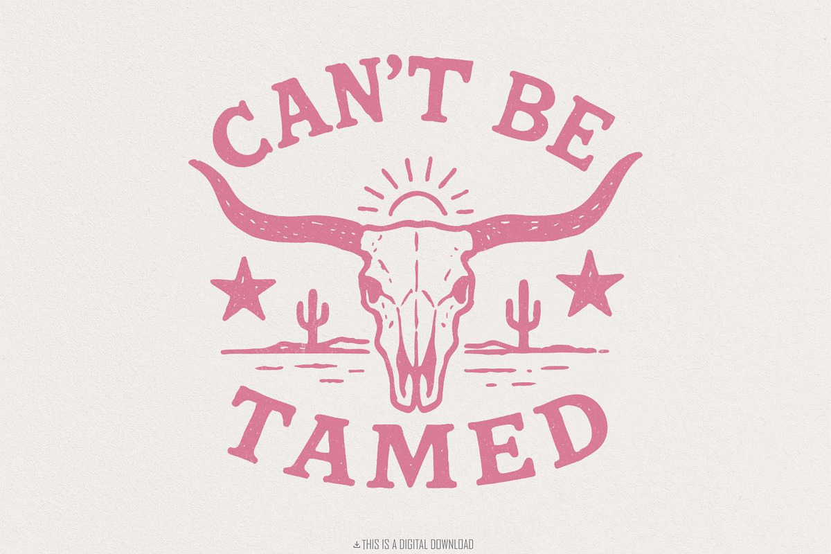 Can't Be Tamed PNG, Western Skull, an Illustration by SharpMarketplace (Photo 1 of 9)