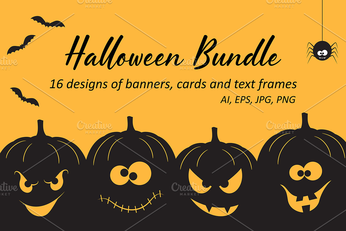 16 Halloween banners and cards, a Background Graphic by InkySplash (Photo 1 of 5)