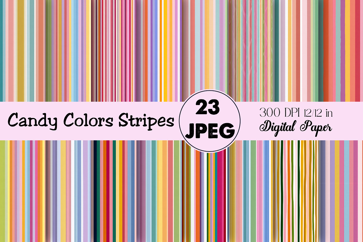 Candy Colors Stripes Digital Paper, an Illustration by Daily.Designs (Photo 1 of 5)
