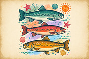 Colorful Fish Ocean Vintage PNG, a Work Illustration by Sublimation Artist (Thumbnail 1 of 9)