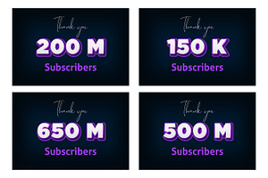 Purple 3D Subscribers Banners Set 6