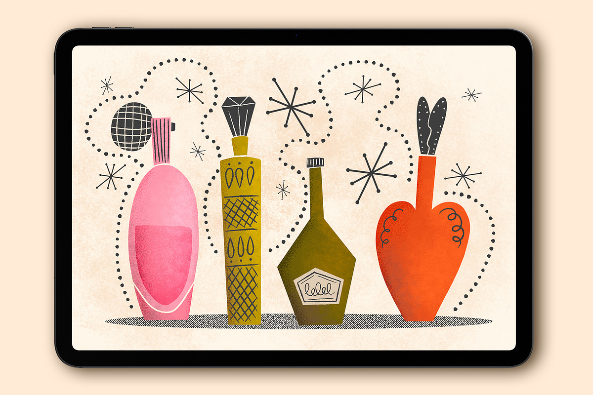 Mid Century Brushes For Procreate, a Brush Add-On by seamless team (Photo 4 of 9)