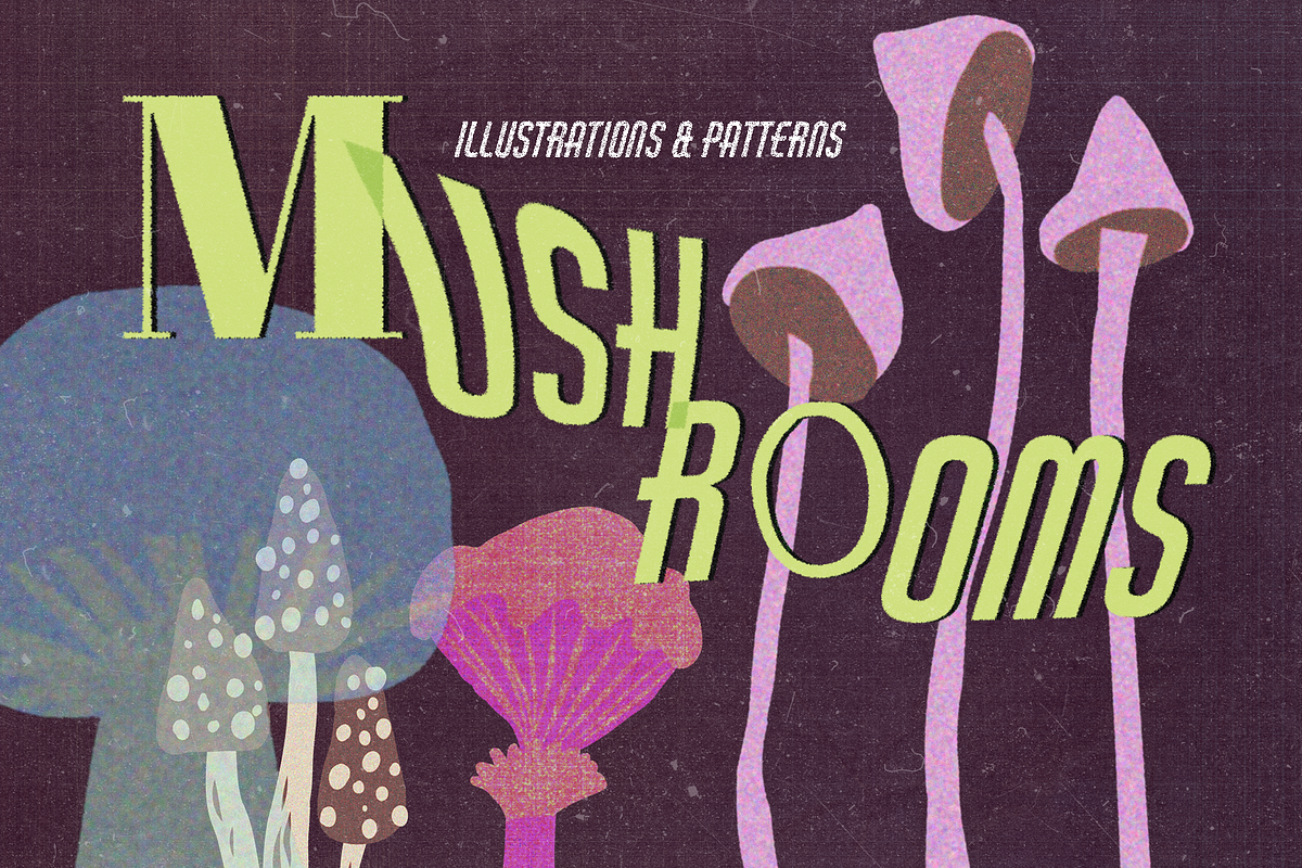 Grainy Surreal Mushrooms set, a Decorative Illustration by Paper Cherry (Photo 1 of 12)