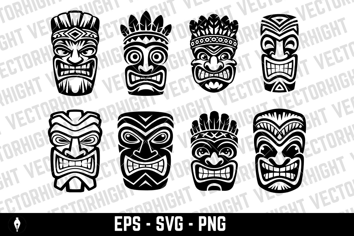 Tiki totem mask, Hawaiian indigenous, an Object Illustration by Vectorhight