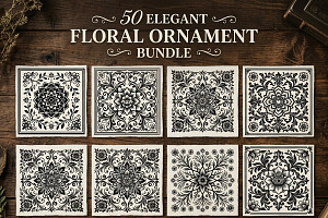50 Elegant Floral Ornament Bundle