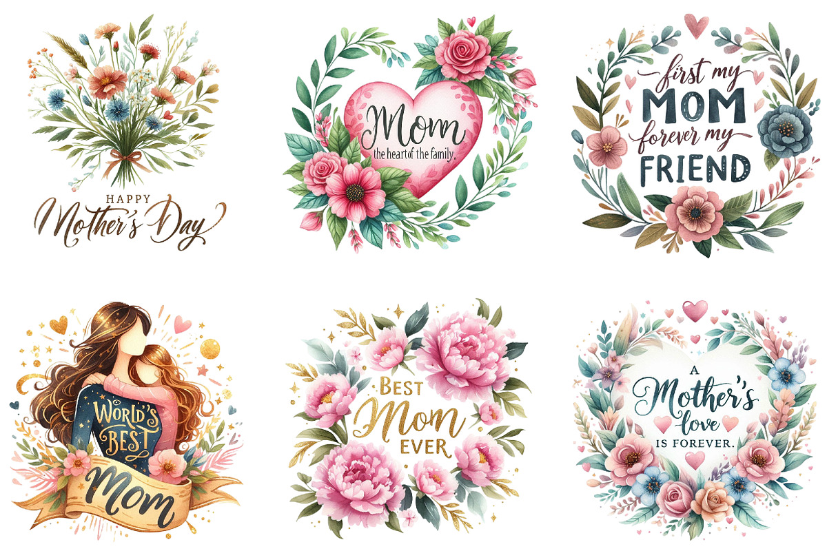 Mother's Day Sublimation Quotes, a Seasonal Illustration by DreamArtGraphic (Photo 2 of 4)