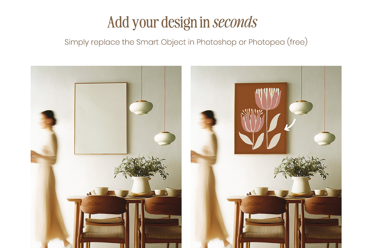 Timber Picture Frame Mockup – Dining, a Household Mockup by Indigo Rain Creative (Photo 3 of 4)