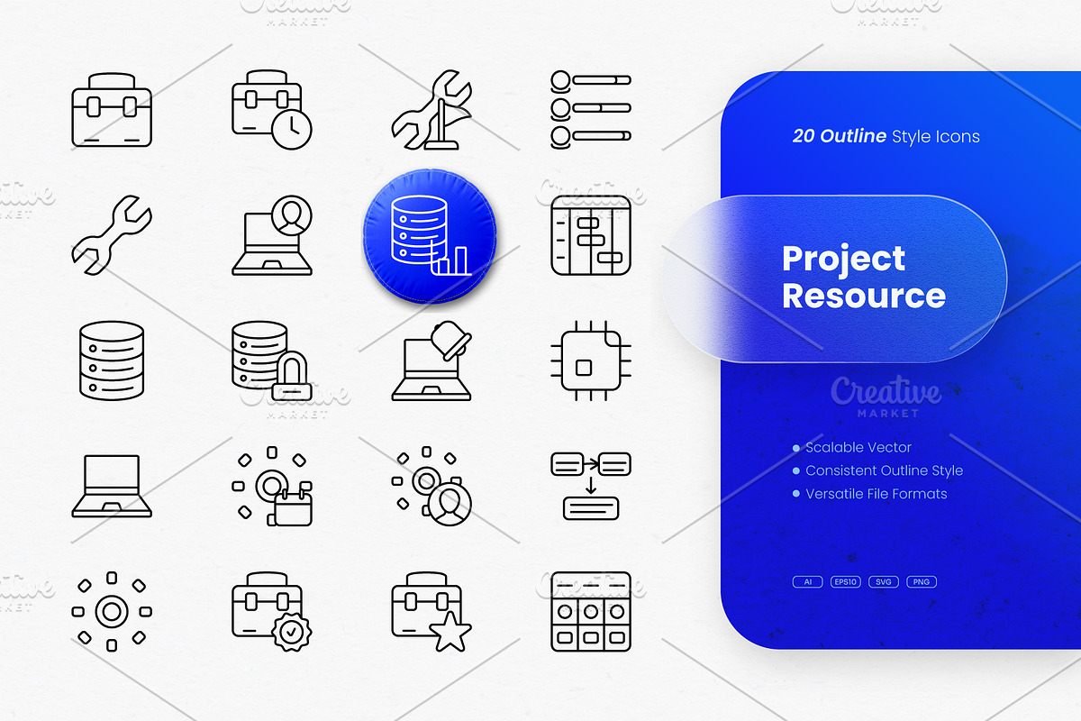 Project Resource Outline Icons, an Outline Icon by cidcud_graphic (Photo 1 of 3)