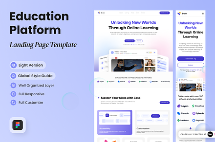 Braini - Online Learning Website, a Landing Page Template by SLAB! Design