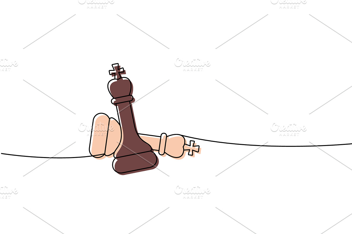 Abstract line art of two chess kings, an Illustration by GraphiShop