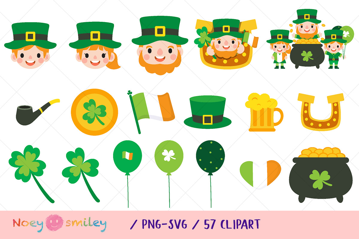 Happy Saint Patrick's Day Clipart, a Person Illustration by Noey smiley (Photo 4 of 10)