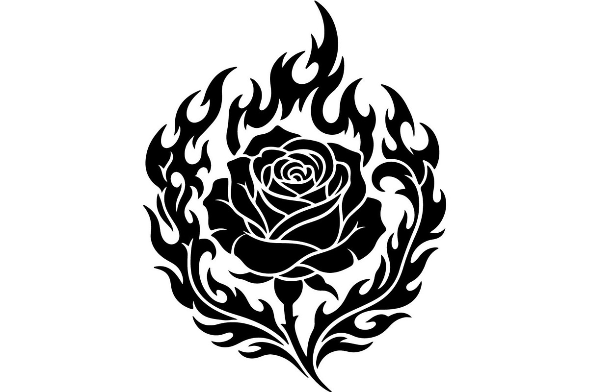 Flaming Rose Floral Ornament Vector, a Decorative Illustration by Designer_Momina (Photo 19 of 21)