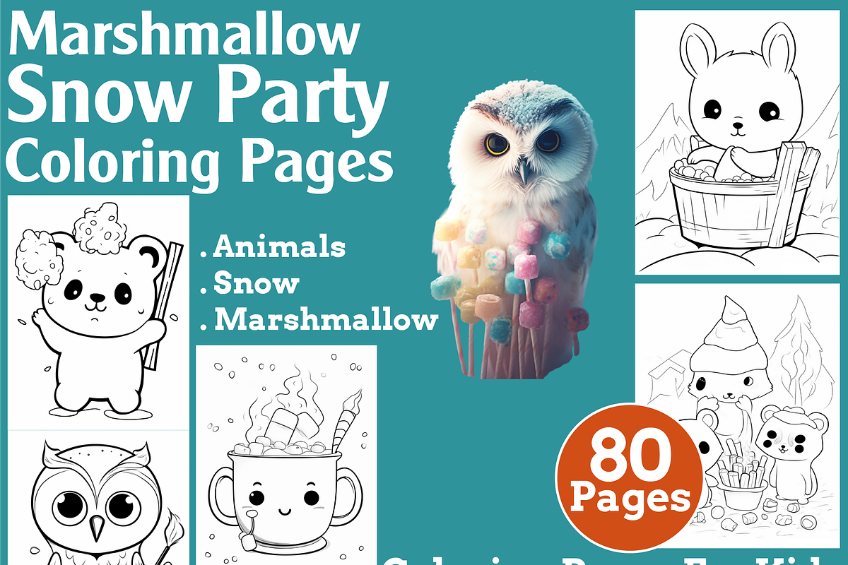 Marshmallow Snow Party Coloring Page, an Animal Illustration by martinblan (Photo 1 of 4)