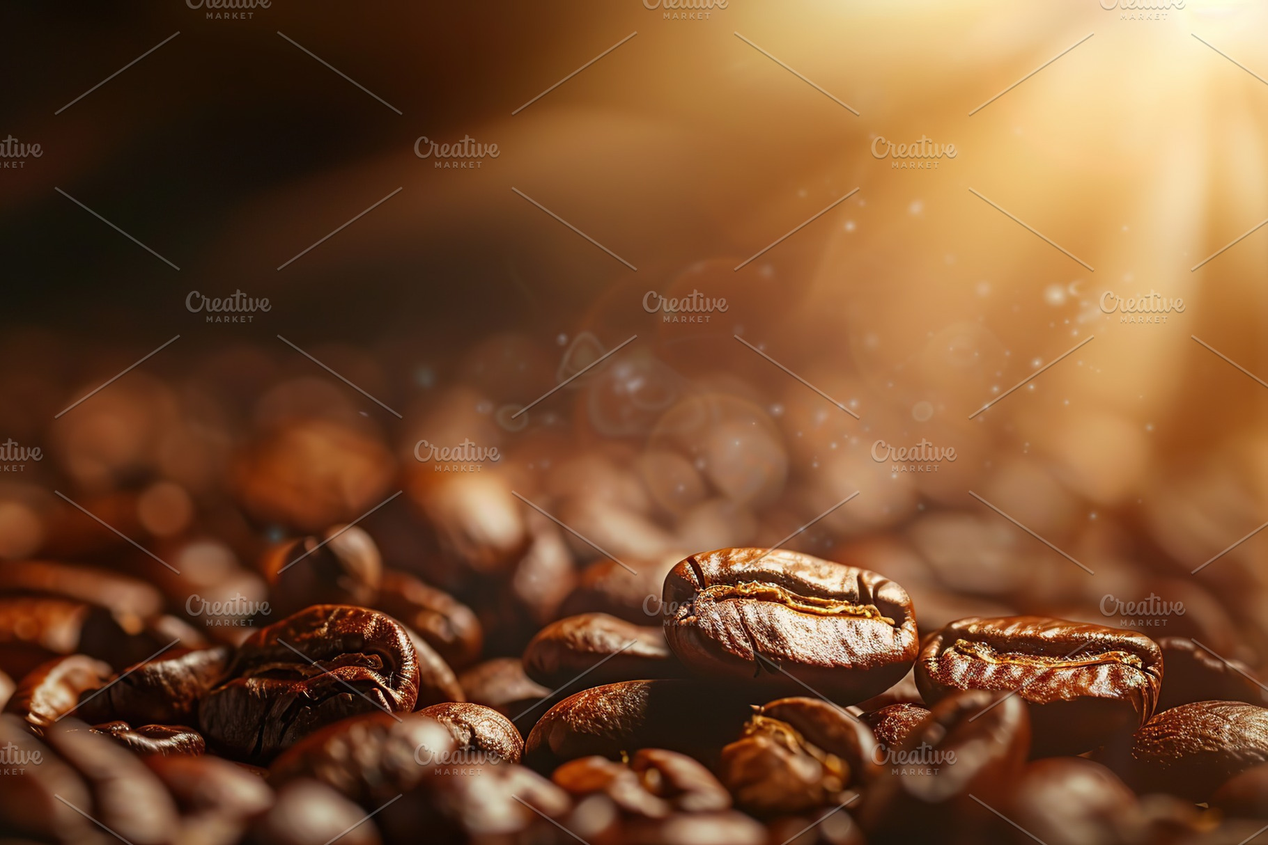 Background of roasted coffee beans with sunlights, a Food & Drink Photo by AlyaAnd