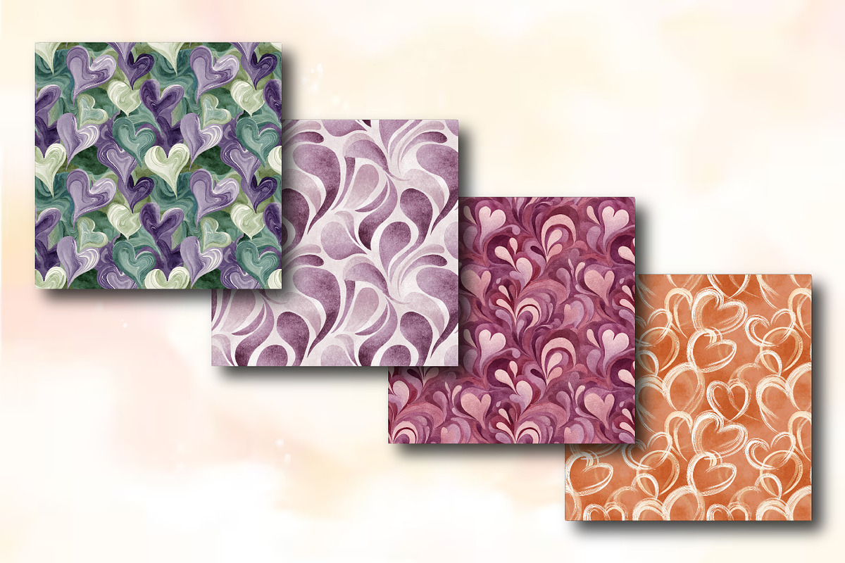 Abstract Heart Swirls Seamless Patte, an Illustration by RobertsArt (Photo 2 of 5)