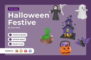 Halloween Party 3D Icon Pack, a Work Illustration by twinstd