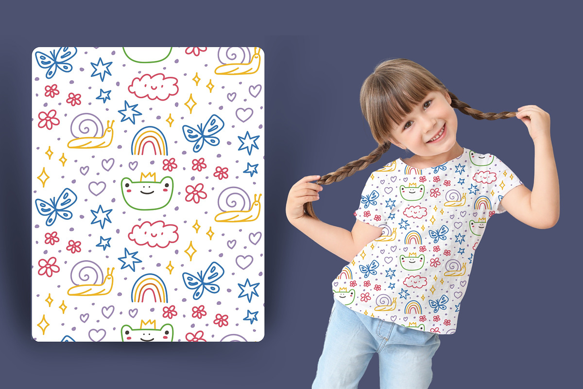 Hand-Drawn Kids Doodle Patterns, a Pattern Graphic by Kristina Chistiakova (Photo 2 of 8)