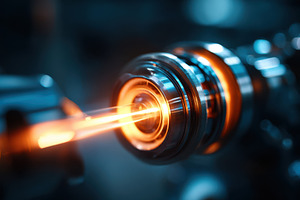 High-tech machine component with glowing orange light, a Technology Photo by AlyaAnd