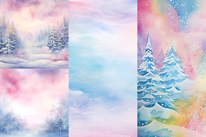 Watercolor Backgrounds. Winter